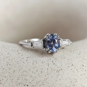 Gold ring with teal oval sapphire DIANA Thumbnail