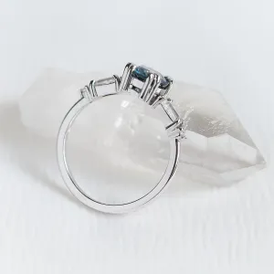 Gold ring with teal oval sapphire DIANA Thumbnail