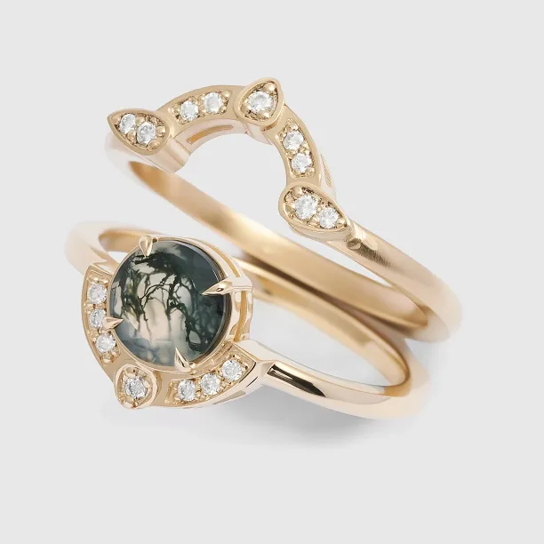 Zásnubní set s mechovým achátem a diamanty BRISTOL Image