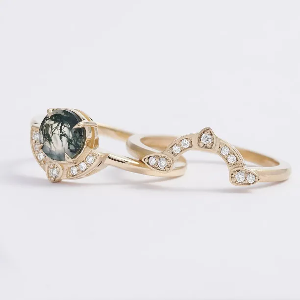 Zásnubní set s mechovým achátem a diamanty BRISTOL Image