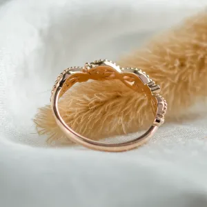 Twisted vintage gold ring with diamonds BRAID Thumbnail