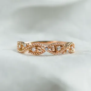 Twisted vintage gold ring with diamonds BRAID