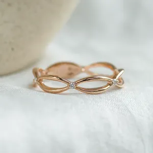 Gold diamond twisted ring ROMANCE