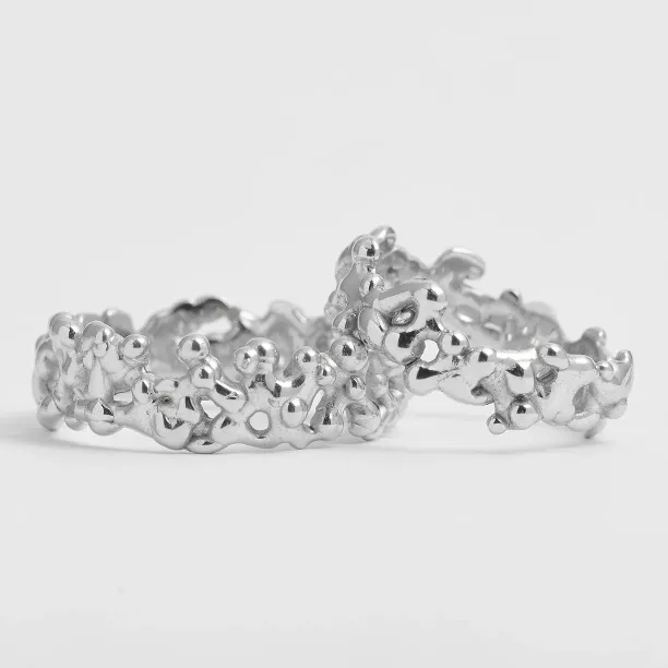 Pair of NALANI wedding rings with sculptural organic elements