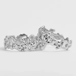 Pair of NALANI wedding rings with sculptural organic elements