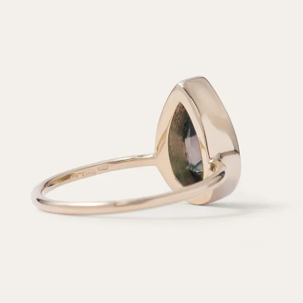 Gold ring with pear moss agate XENIA Image
