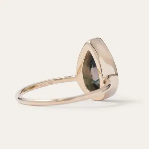 Gold ring with pear moss agate XENIA Thumbnail