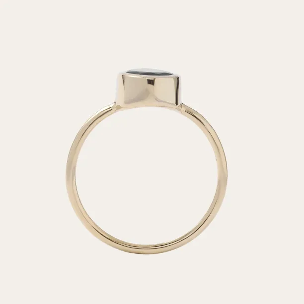 Gold ring with pear moss agate XENIA Image