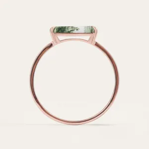Minimalist ring with baguette moss agate LOKI Thumbnail