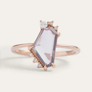 Gold ring with natural sapphire in violet colour SUZANNE Thumbnail