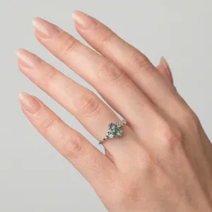 Cluster ring with moss agate and diamonds FANTASY Thumbnail