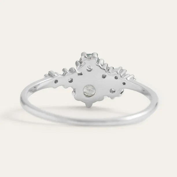 Cluster ring with moss agate and diamonds FANTASY Image