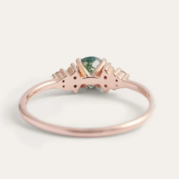 Zlatý prsten s mechovým achátem a diamanty EDDIE Image
