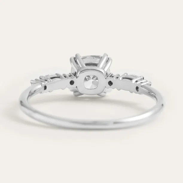 Luxury engagement ring with cushion lab grown diamond and side diamonds GEOFFREY Image