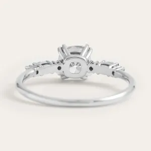 Luxury engagement ring with cushion lab grown diamond and side diamonds GEOFFREY Thumbnail