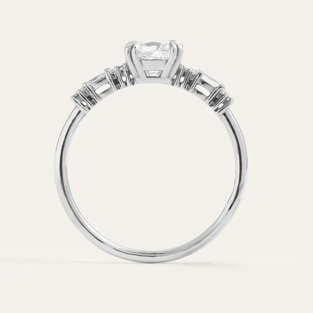 Luxury engagement ring with cushion lab grown diamond and side diamonds GEOFFREY Image