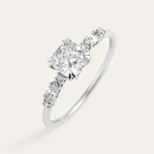 Luxury engagement ring with cushion lab grown diamond and side diamonds GEOFFREY Thumbnail