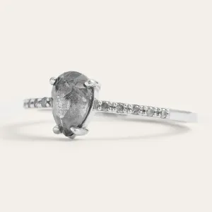 Gold engagement salt'n'pepper diamonds ring JACQUETTE Thumbnail
