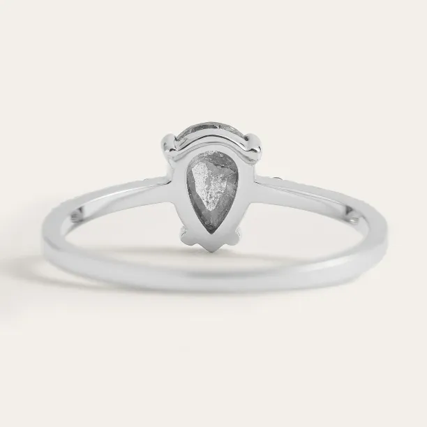 Gold engagement salt'n'pepper diamonds ring JACQUETTE Image