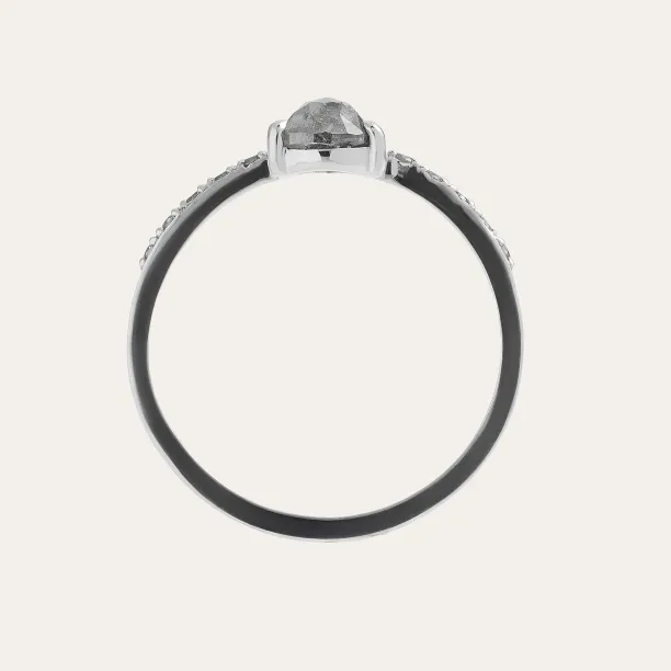 Gold engagement salt'n'pepper diamonds ring JACQUETTE Image
