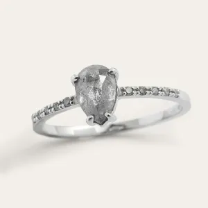 Gold engagement salt'n'pepper diamonds ring JACQUETTE Thumbnail