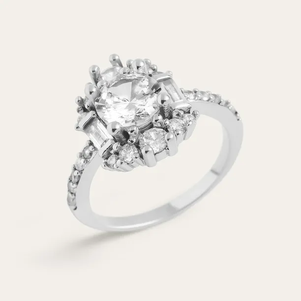 Luxury engagement ring with moissanites SHINY Image
