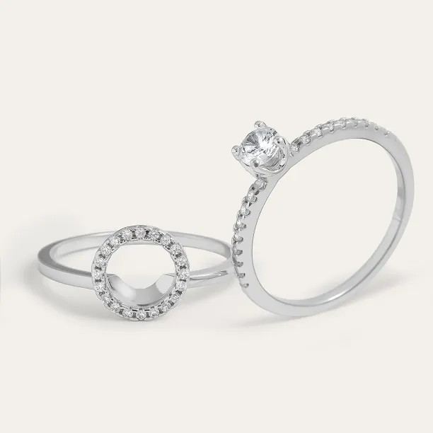 Zlatý zásnubní halo diamantový set SOLEIL Image