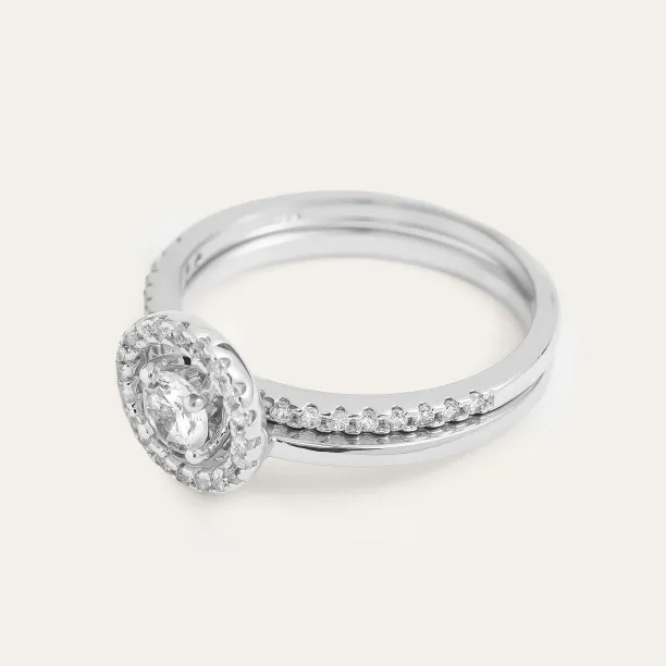 Zlatý zásnubní halo diamantový set SOLEIL Image