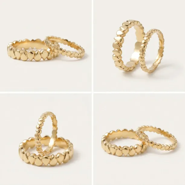 EIRA geometric wedding rings shown in a collage of different angles