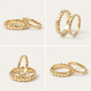 EIRA geometric wedding rings shown in a collage of different angles
