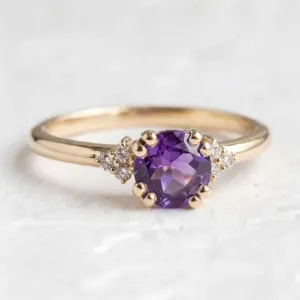 Gold ring with amethyst and diamonds MONNY Thumbnail