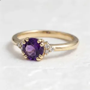 Gold ring with amethyst and diamonds MONNY Thumbnail