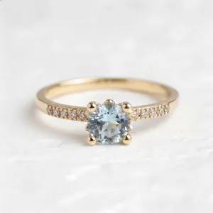 Modrý topaz ve zlatém prstenu s diamanty GINEVRA