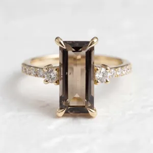 Smoky quartz in gold diamond ring FUME Thumbnail