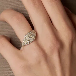 Lab grown diamond cluster ring CHANNELIE worn on the hand
