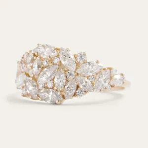 Close-up angled view of the lab grown diamond cluster ring