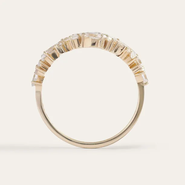Interior view of the gold VALENTINA moissanite cluster ring