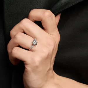 Luxury engagement ring with cushion lab grown diamond and side diamonds GEOFFREY Thumbnail