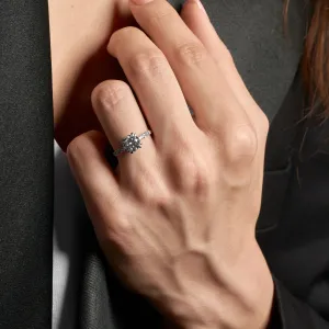 Luxury engagement ring with cushion lab grown diamond and side diamonds GEOFFREY Thumbnail