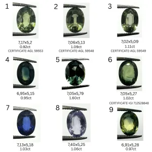 Vintage engagement ring with green sapphire and diamonds MADDIE Thumbnail