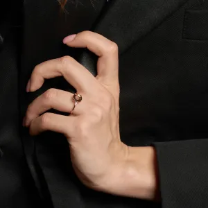 SYDNEY gold ring with a rose-cut lab grown diamond worn on the hand