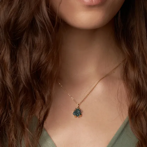 LAURA raw diamond pendant worn on the neck