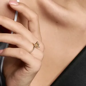 ARABELLA lab grown diamond engagement ring worn on a hand, angled detail