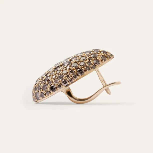 Angled view of an OPHELIA salt-and-pepper diamond earring showing the clasp