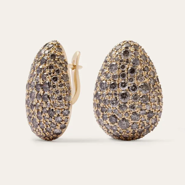 OPHELIA salt-and-pepper diamond gold earrings, shown as a pair