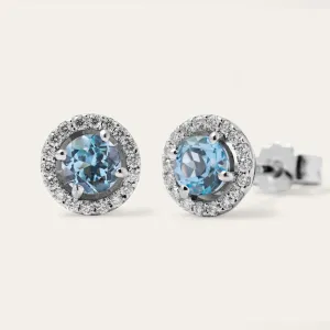Minimalist earrings with topaz and diamonds DOLLY