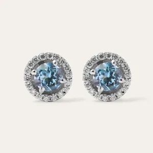 Minimalist earrings with topaz and diamonds DOLLY