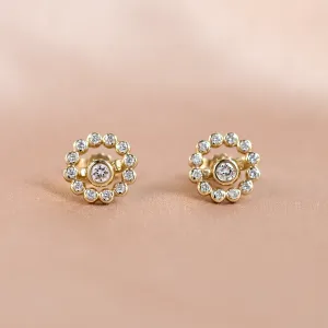 Lab grown diamond earrings with interchangeable gemstone FLORES