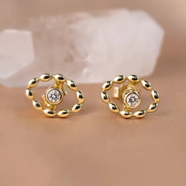 Pár modulárních náušnic markýz ze žlutého zlata s lab grown diamanty