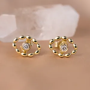 Pár modulárních náušnic markýz ze žlutého zlata s lab grown diamanty